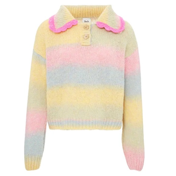 TACH Sweaters - Sheila Striped Handmade Crochet Jumper | Yellow